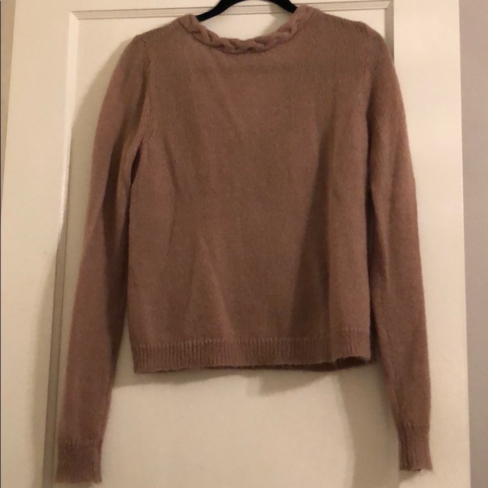 Madewell et Sezanne taupe braided neck sweater